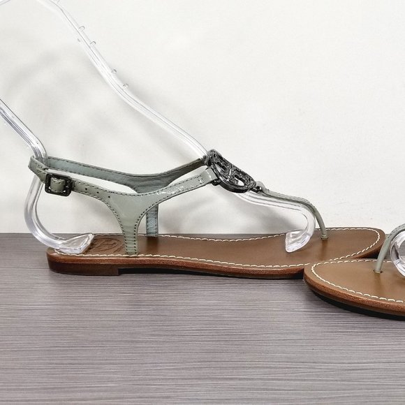 Tory Burch Violet Thong Sandal, Light Grey Patent Leather, Womens Size 7 M - Picture 8 of 14